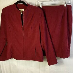 Amanda Smith Red Zip-Up Jacket and Skirt Set Size 10